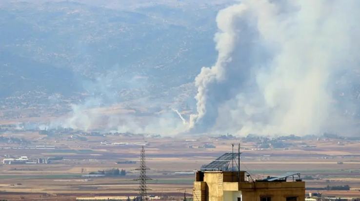 Smoke billows from the site of an Israeli airstrike that targeted an area on the outskirts of the eastern city of Baalbek in the Bekaa valley on October 19, 2024. (AFP)